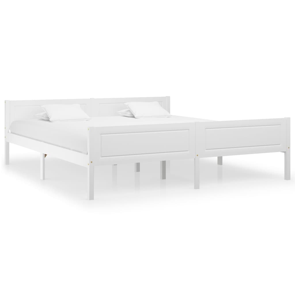 Bed Frame without Mattress Solid Pinewood White 180x200 cm Super King
