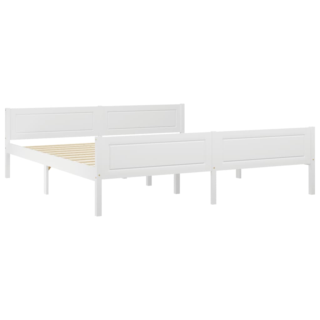Bed Frame without Mattress Solid Pinewood White 180x200 cm Super King