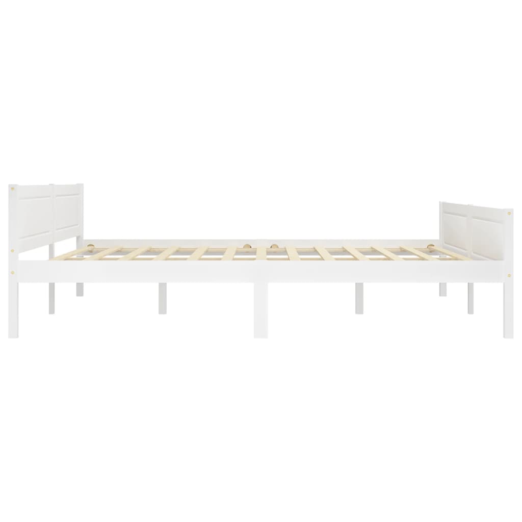 Bed Frame without Mattress Solid Pinewood White 180x200 cm Super King