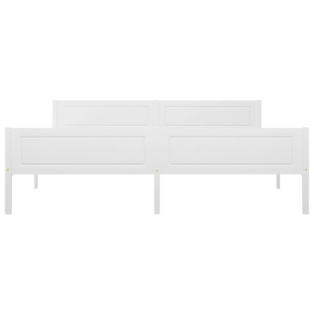 Bed Frame without Mattress Solid Pinewood White 180x200 cm Super King