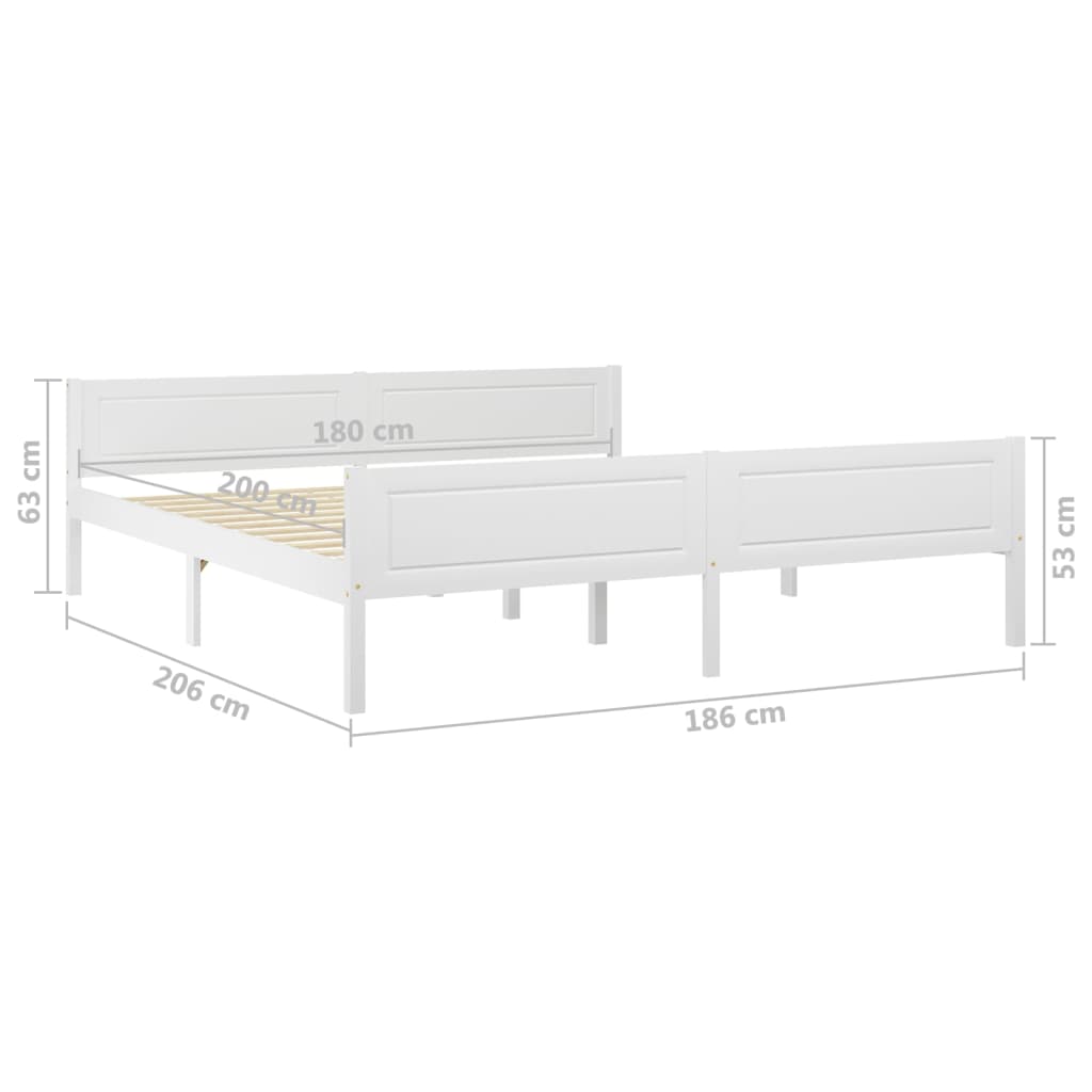 Bed Frame without Mattress Solid Pinewood White 180x200 cm Super King