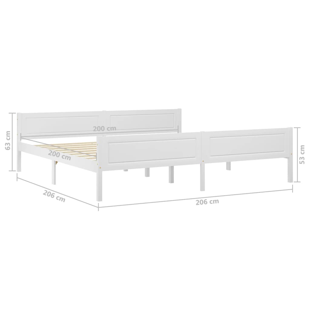 Bed Frame without Mattress Solid Pinewood White 200x200 cm
