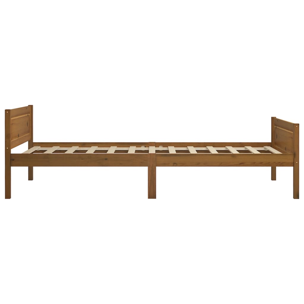 Bed Frame without Mattress Solid Pinewood Honey Brown 90x200 cm