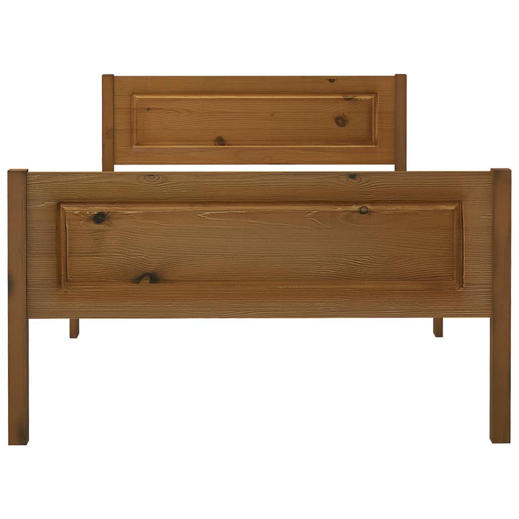 Bed Frame without Mattress Solid Pinewood Honey Brown 90x200 cm