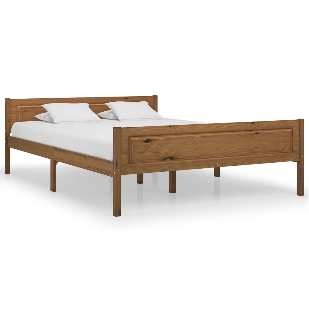 Bed Frame without Mattress Solid Pinewood Honey Brown 120x200 cm
