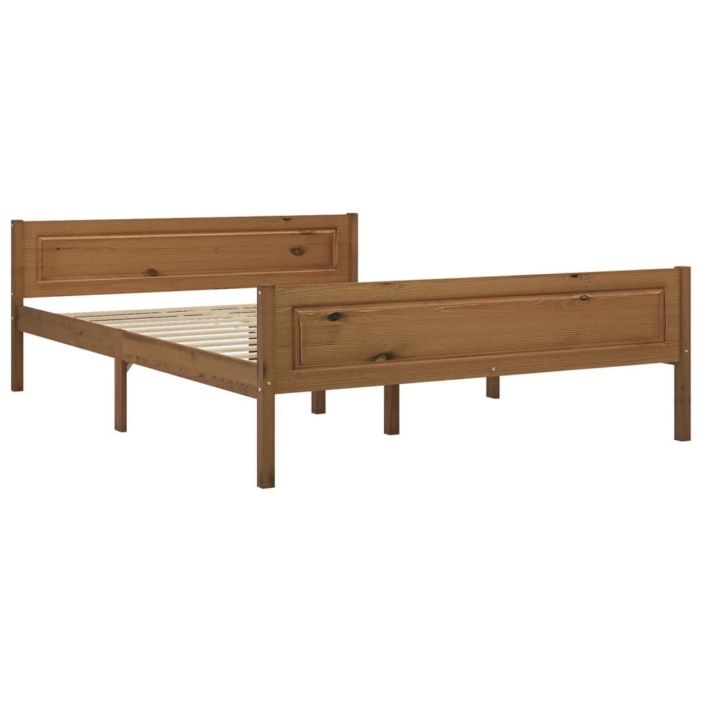 Bed Frame without Mattress Solid Pinewood Honey Brown 120x200 cm
