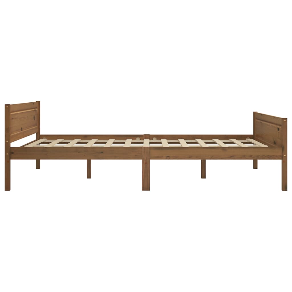 Bed Frame without Mattress Solid Pinewood Honey Brown 120x200 cm