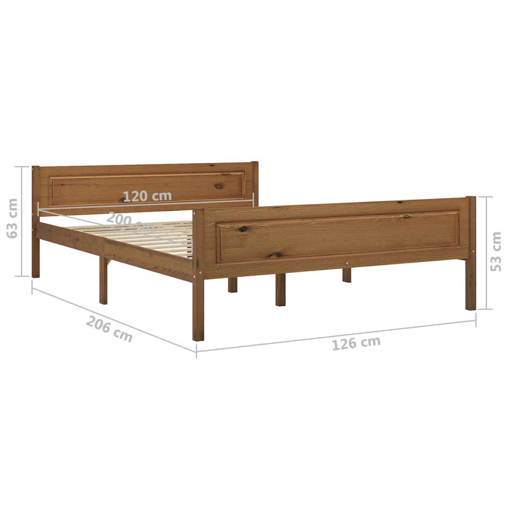 Bed Frame without Mattress Solid Pinewood Honey Brown 120x200 cm