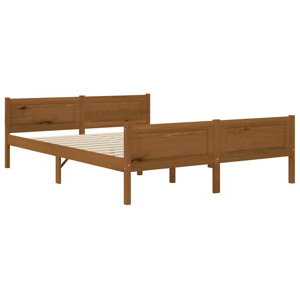 Bed Frame without Mattress Solid Pinewood Honey Brown 160x200 cm
