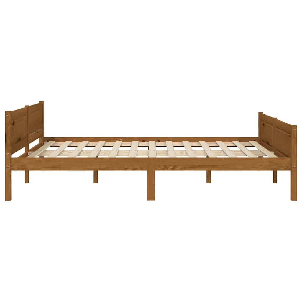 Bed Frame without Mattress Solid Pinewood Honey Brown 160x200 cm