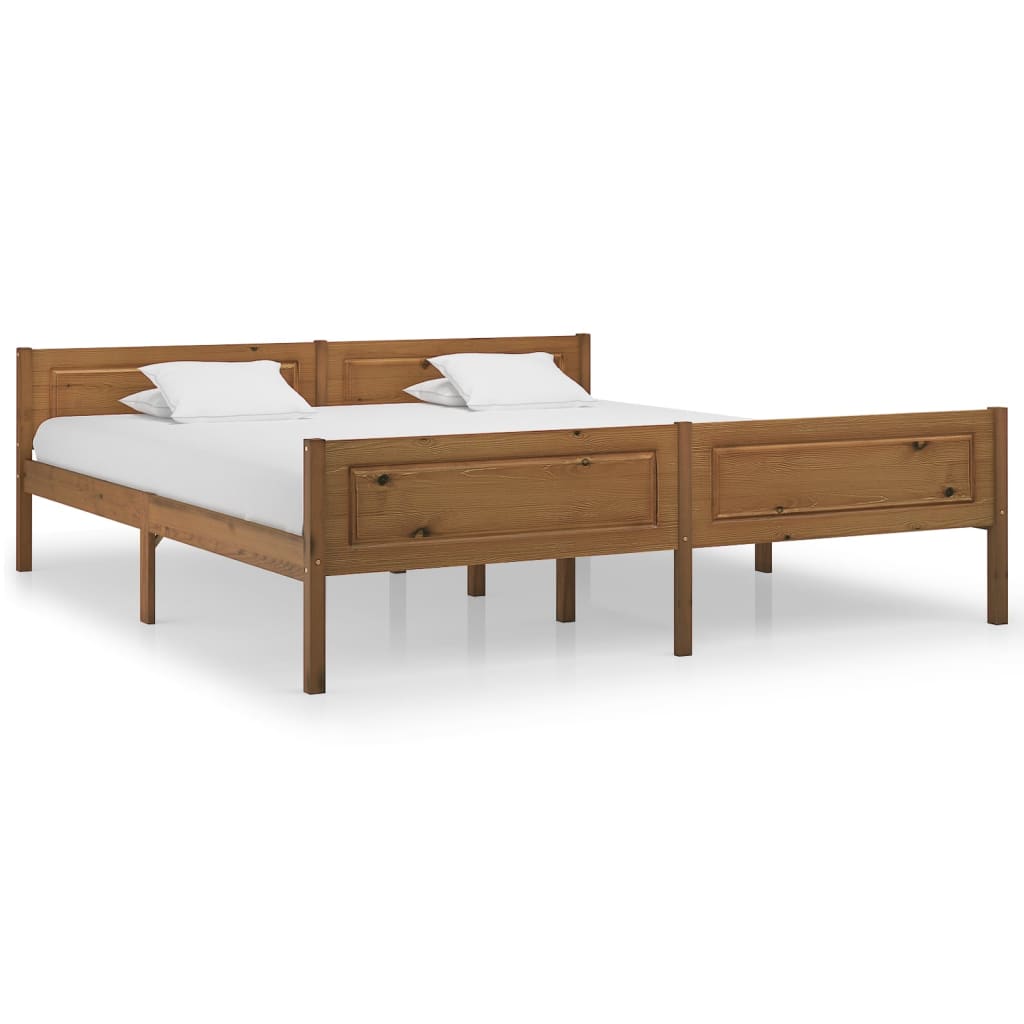 Bed Frame without Mattress Solid Pinewood Honey Brown 180x200 cm Super King