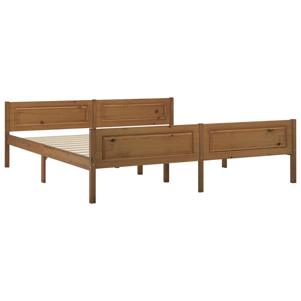 Bed Frame without Mattress Solid Pinewood Honey Brown 180x200 cm Super King