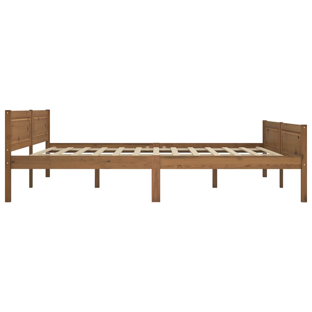 Bed Frame without Mattress Solid Pinewood Honey Brown 180x200 cm Super King