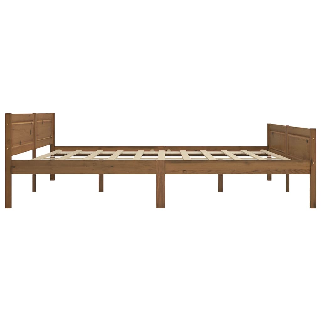 Bed Frame without Mattress Solid Pinewood Honey Brown 200x200 cm