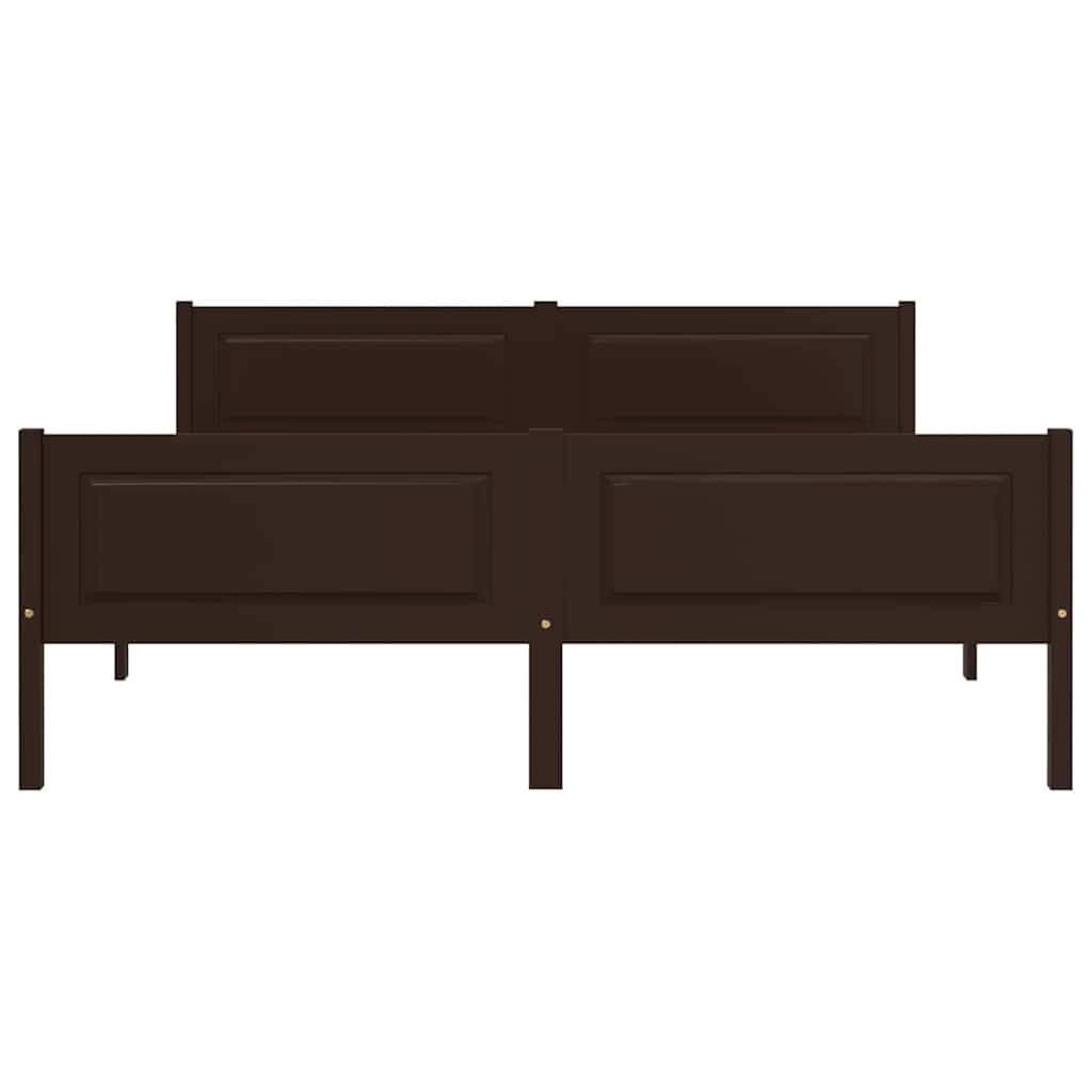 Bed Frame without Mattress Solid Pinewood Dark Brown 120x200 cm