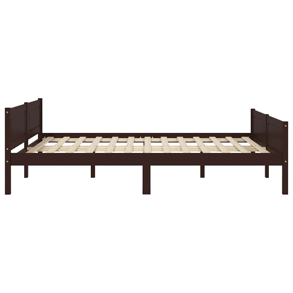 Bed Frame without Mattress Solid Pinewood Dark Brown 120x200 cm