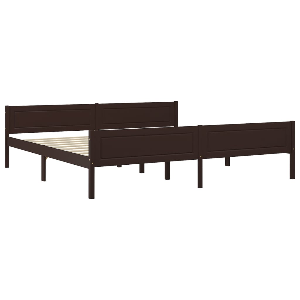 Bed Frame without Mattress Solid Pinewood Dark Brown 200x200 cm