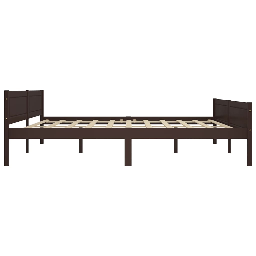 Bed Frame without Mattress Solid Pinewood Dark Brown 200x200 cm