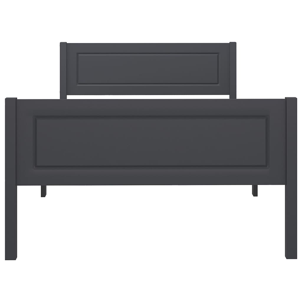 Bed Frame without Mattress Solid Pinewood Grey 100x200 cm