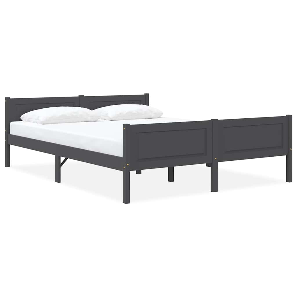 Bed Frame without Mattress Solid Pinewood Grey 120x200 cm