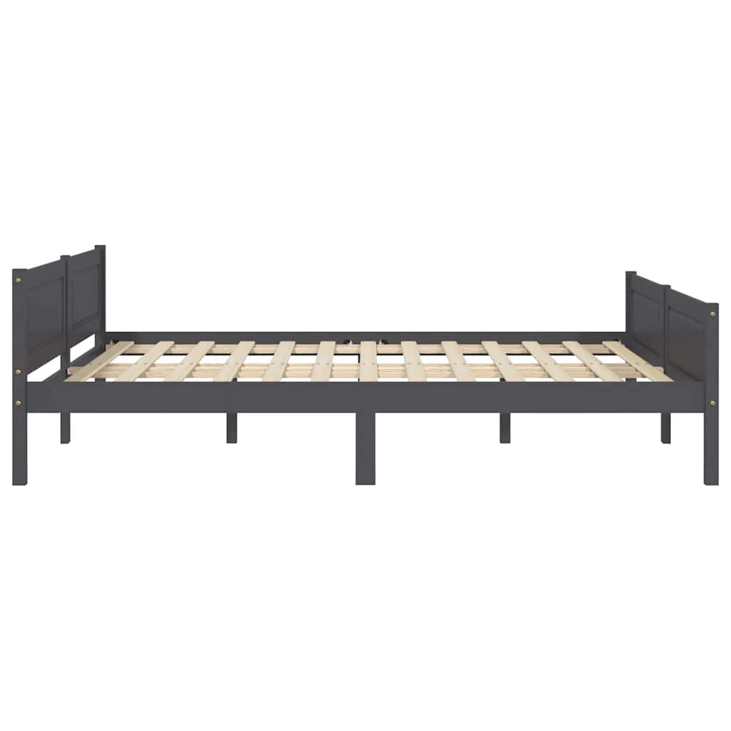Bed Frame without Mattress Solid Pinewood Grey 120x200 cm
