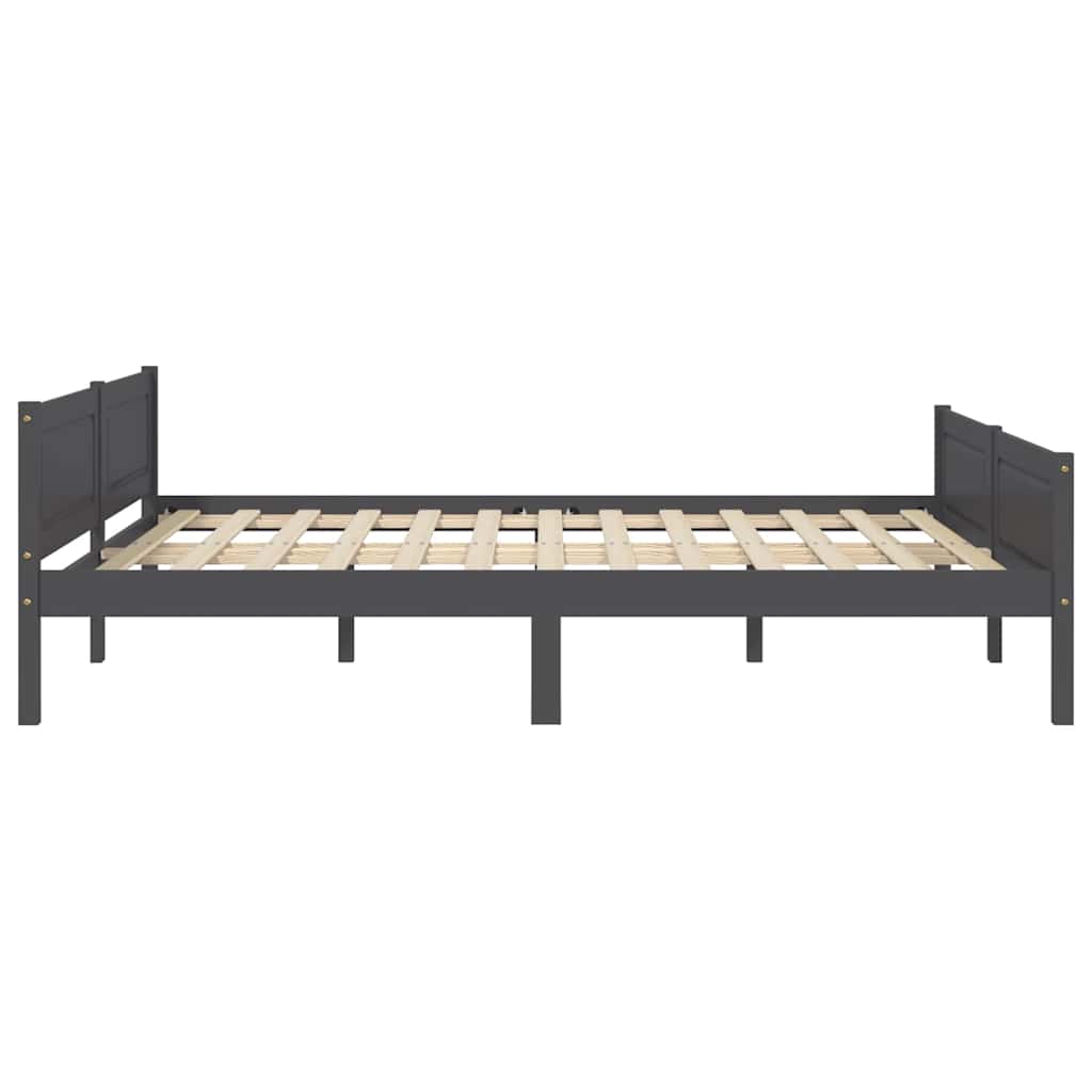 Bed Frame without Mattress Solid Pinewood Grey 140x200 cm