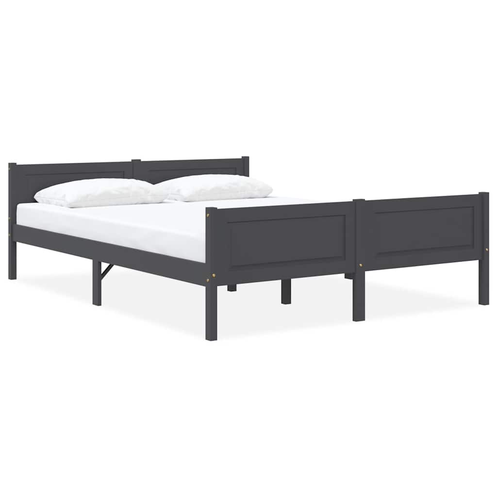 Bed Frame without Mattress Solid Pinewood Grey 160x200 cm