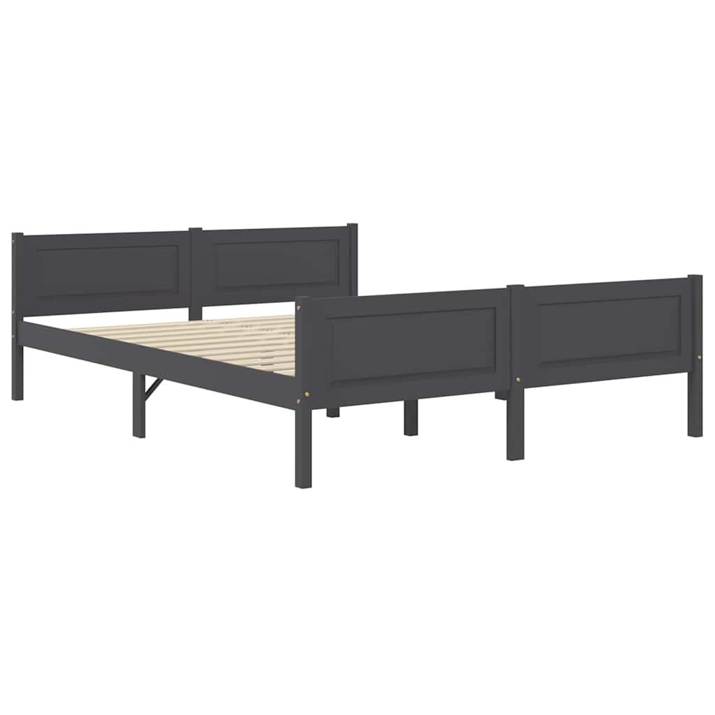 Bed Frame without Mattress Solid Pinewood Grey 160x200 cm