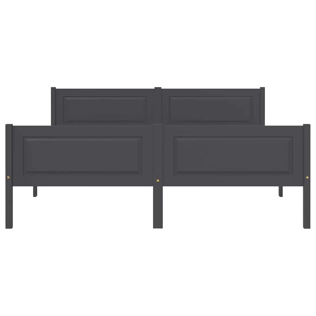 Bed Frame without Mattress Solid Pinewood Grey 160x200 cm