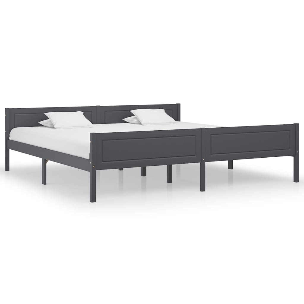 Bed Frame without Mattress Solid Pinewood Grey 200x200 cm