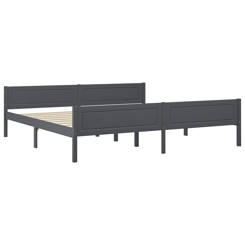 Bed Frame without Mattress Solid Pinewood Grey 200x200 cm