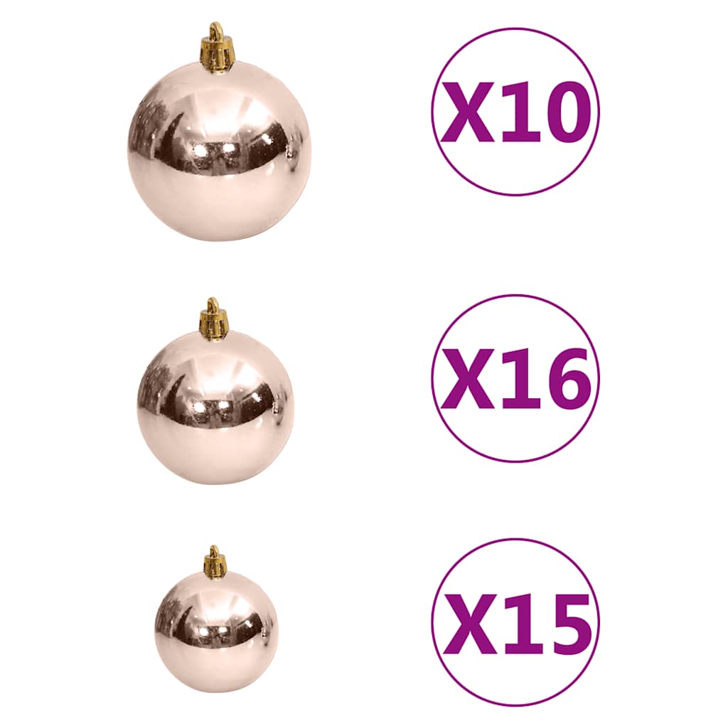 120 Piece Christmas Ball Set with Peak and 300 LEDs Rose Gold