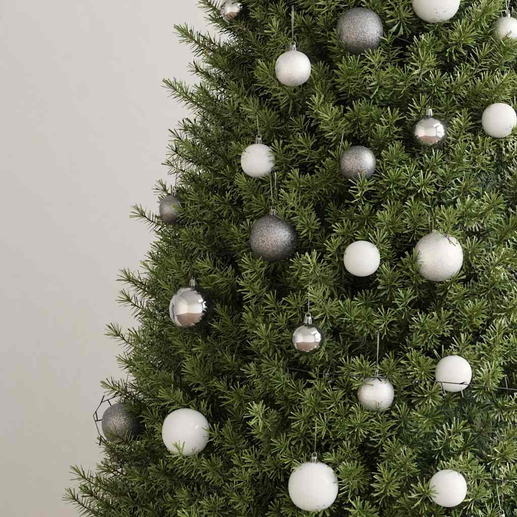 120 Piece Christmas Ball Set with Peak and 300 LEDs White&Gey