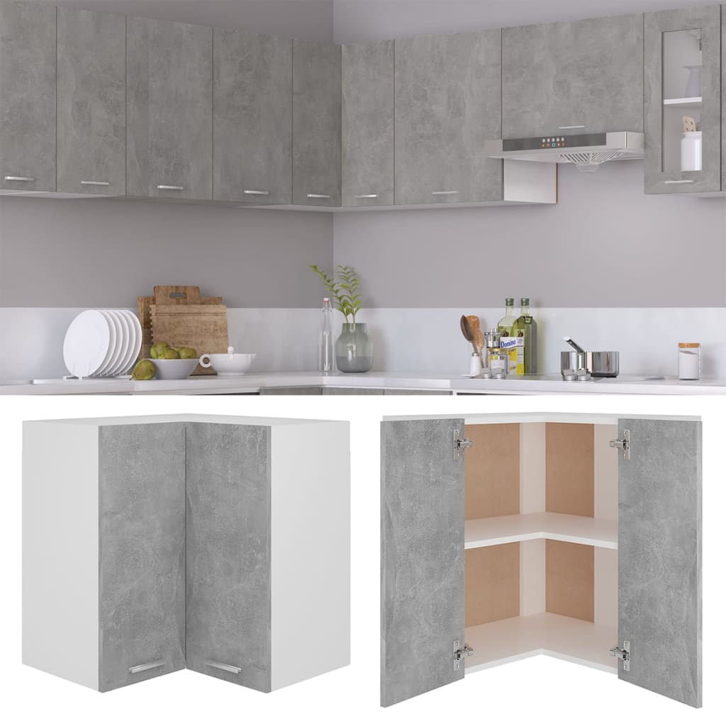 Hanging Corner Cabinet Lyon Concrete Grey 57x57x60 cm Engineered Wood