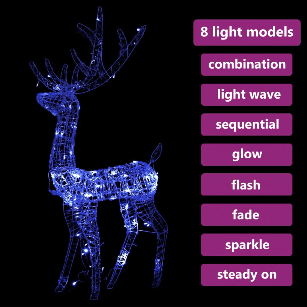Acrylic Reindeer Christmas Decoration 140 LEDs 120cm Blue