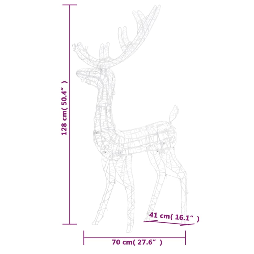 Acrylic Reindeer Christmas Decoration 140 LEDs 120cm Blue