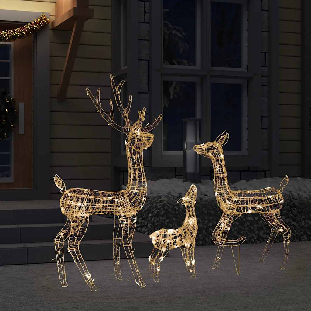 Acrylic Reindeer Family Christmas Decoration 300 LED Warm White