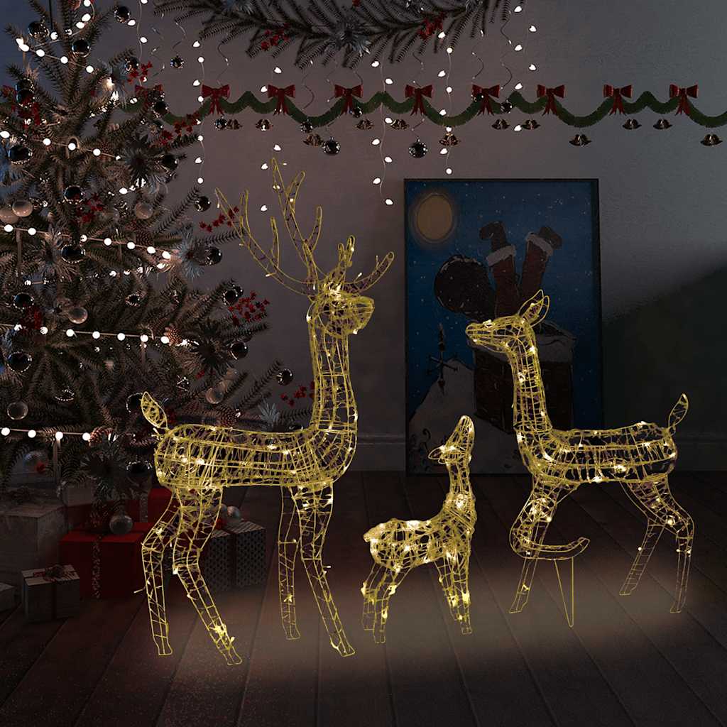 Acrylic Reindeer Family Christmas Decoration 300 LED Warm White
