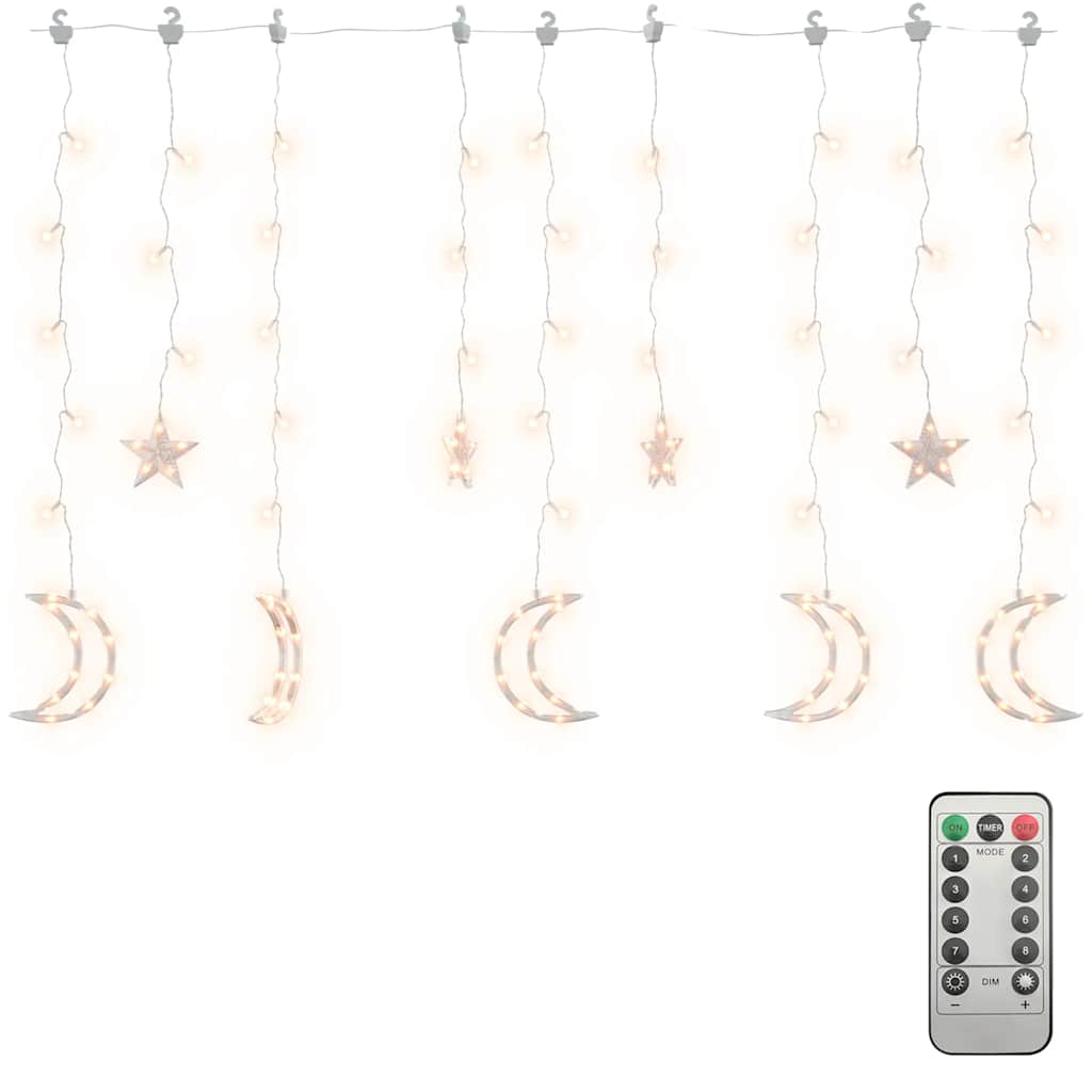 Star and Moon Fairy Lights Remote Control 345 LED Warm White