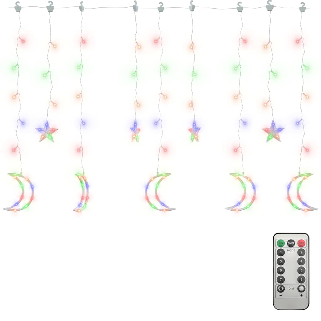 Star and Moon Fairy Lights Remote Control 345 LED Colourful