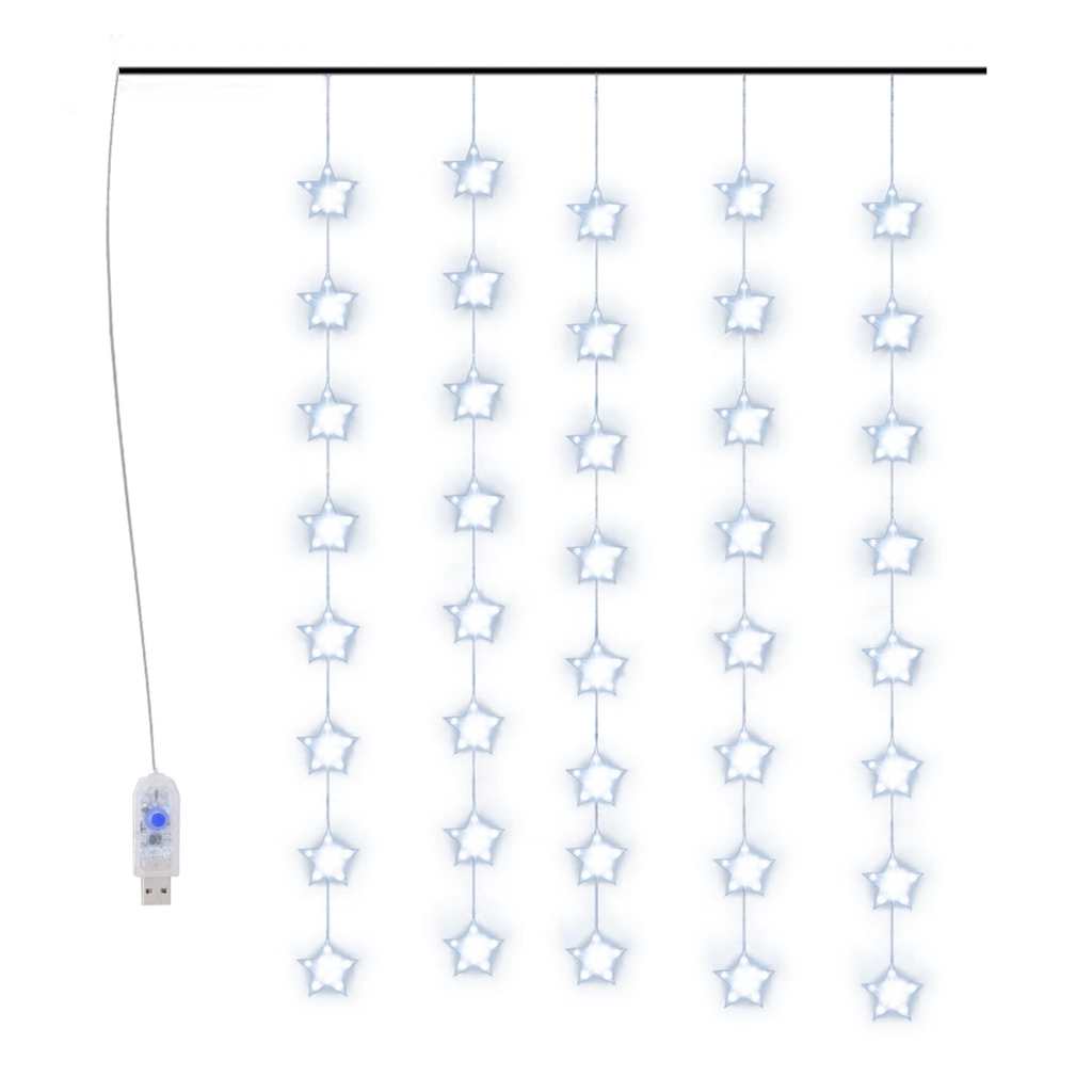 LED Star Curtain Fairy Lights 200 LED Blue 8 Function