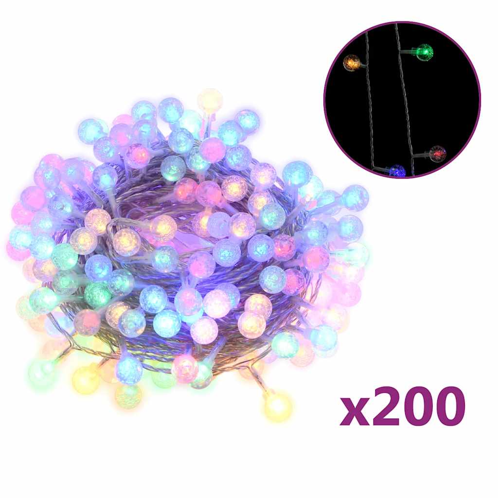 Globe Fairy String Lights 20m 200 LED Colourful 8 Function