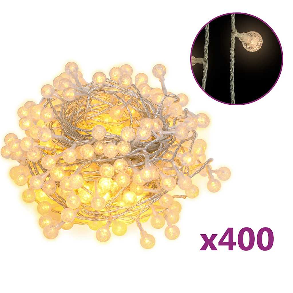 Globe Fairy String Lights 40m 400 LED Warm White 8 Function