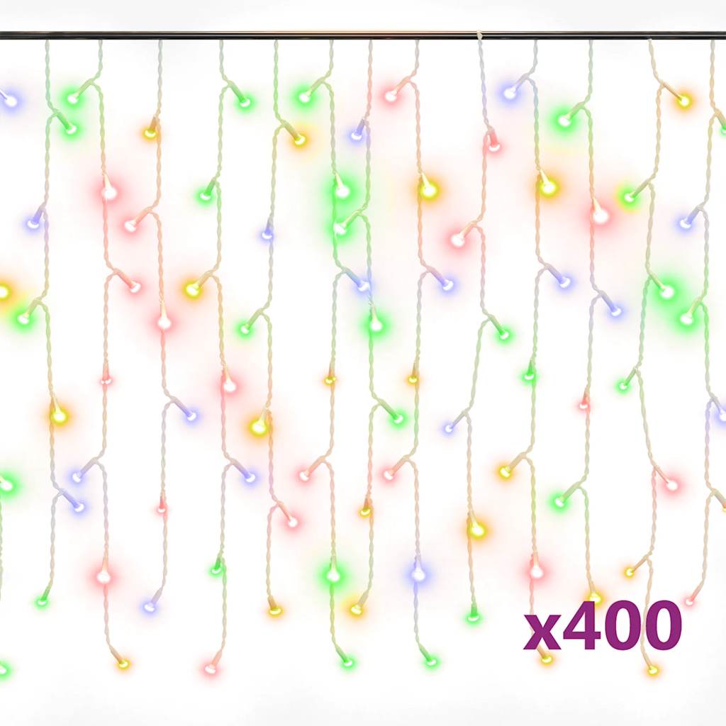 LED Curtain Icicle Lights 10m 400 LED Colourful 8 Function