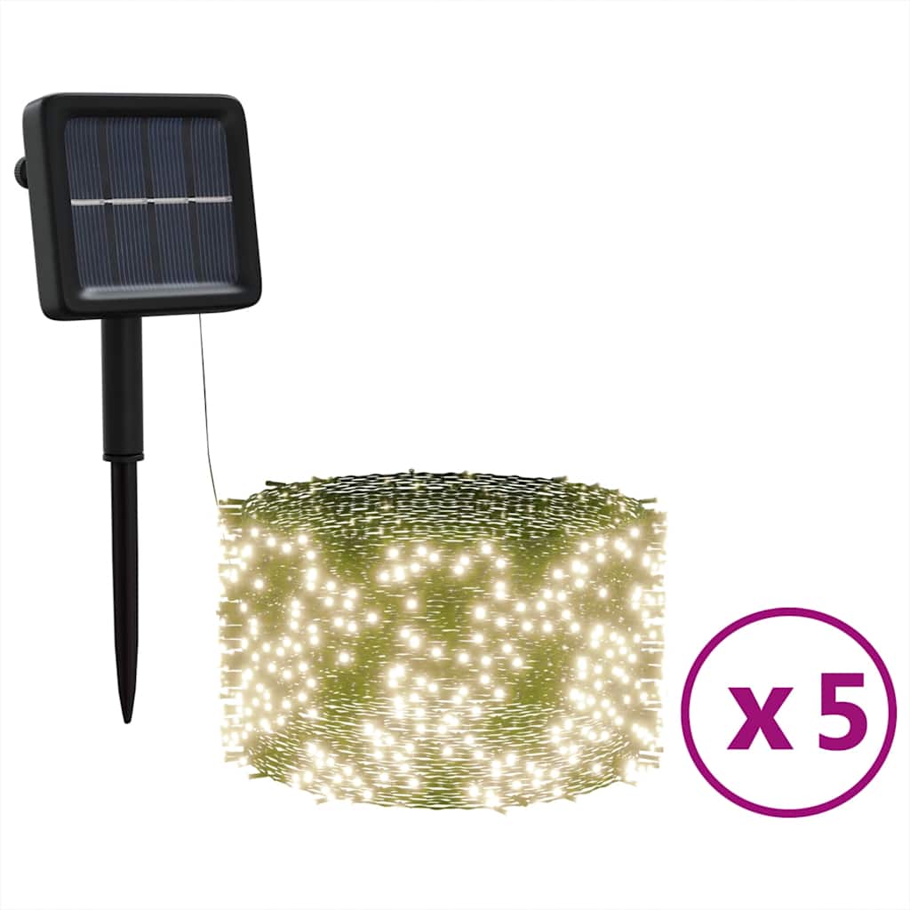 Solar Fairy Lights 5 pcs 5x200 LED Warm White Indoor Outdoor