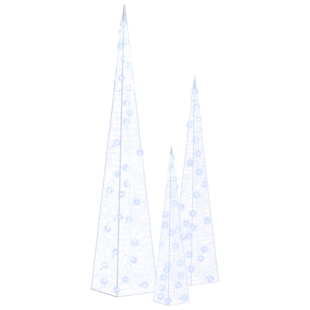 Acrylic Decorative LED Light Cone Set Blue 30/45/60cm