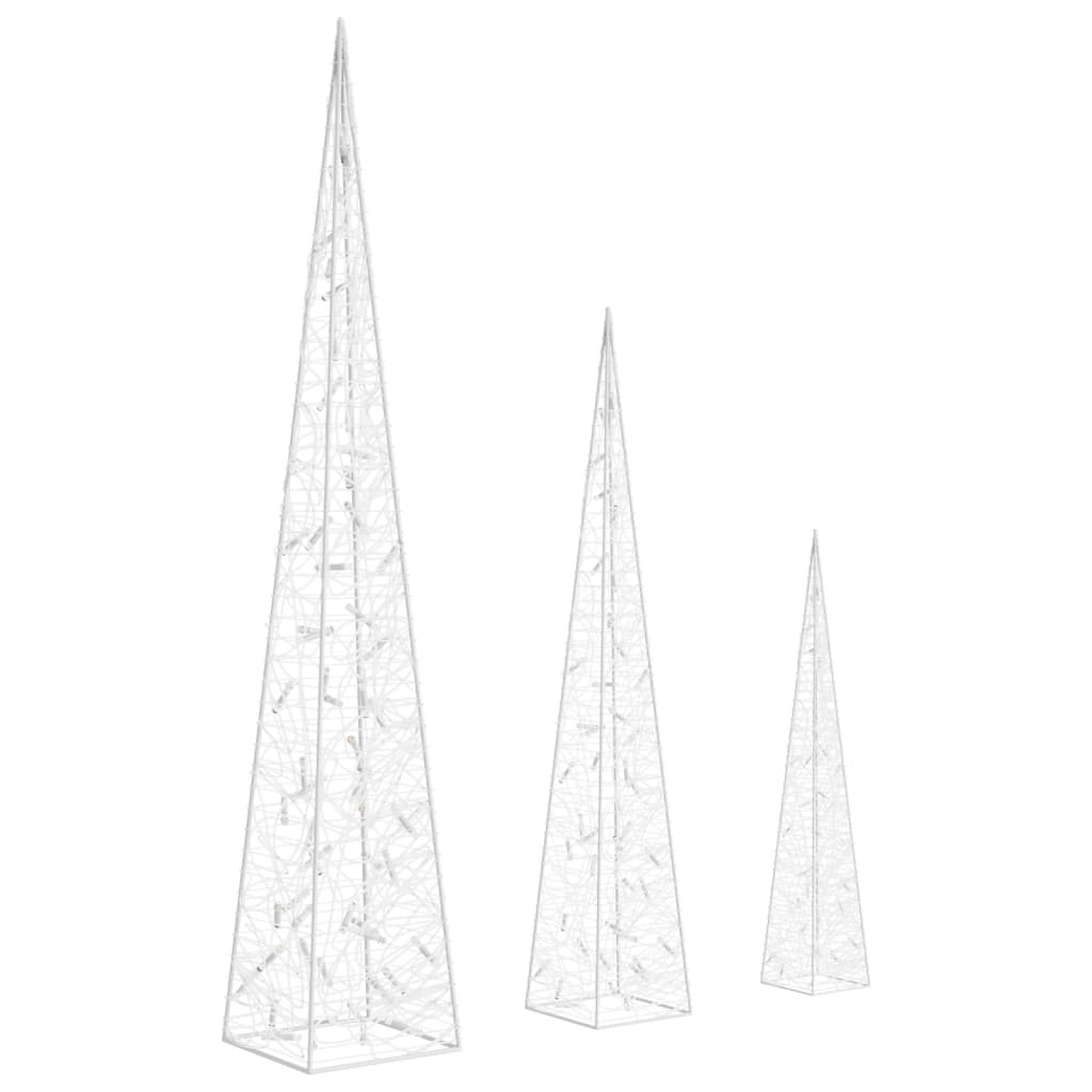 Acrylic Decorative LED Light Cone Set Blue 60/90/120cm