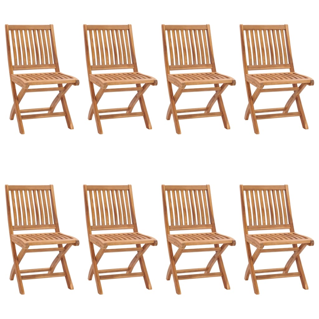 Folding Garden Chairs 8 pcs Solid Teak Wood