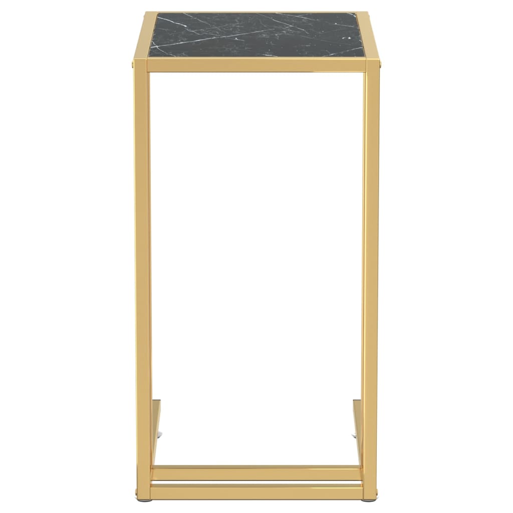 Computer Side Table Black Marble 50x35x65 cm Tempered Glass