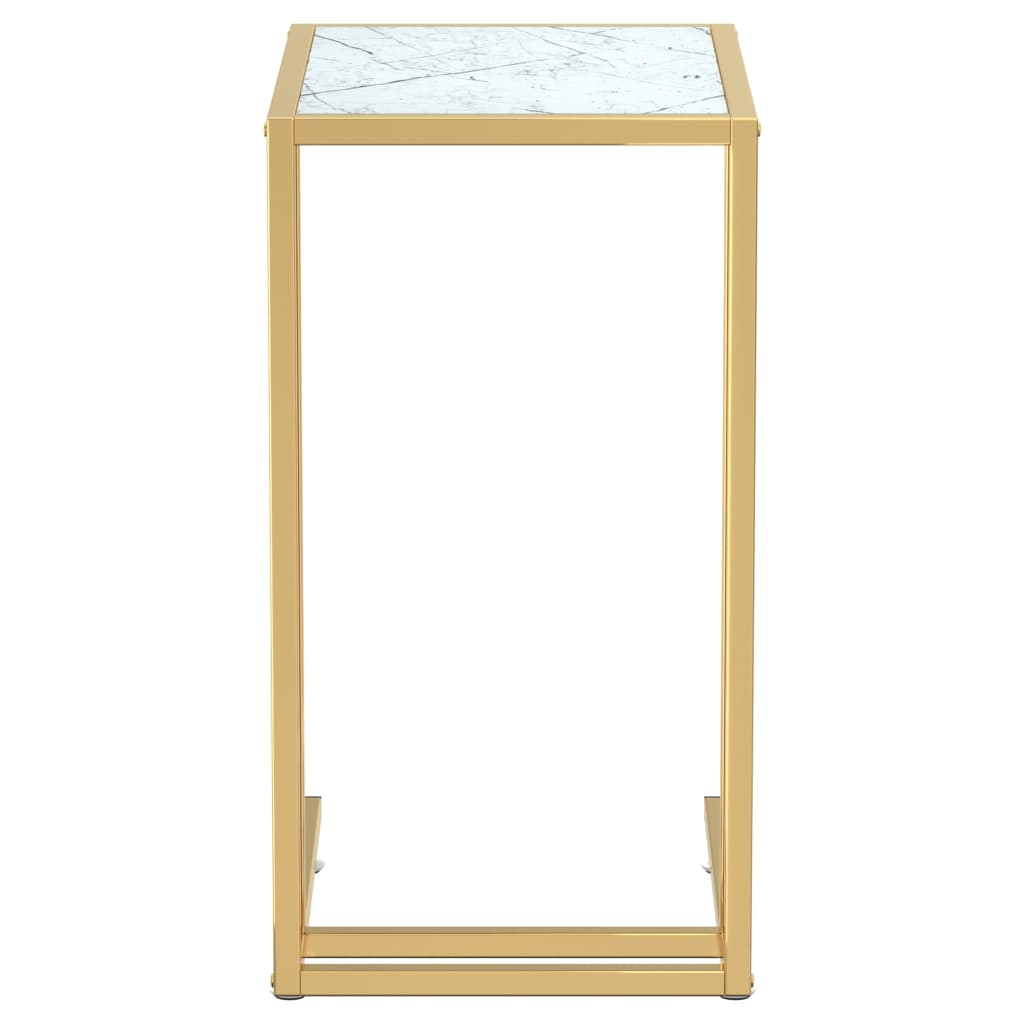 Computer Side Table White Marble 50x35x65 cm Tempered Glass
